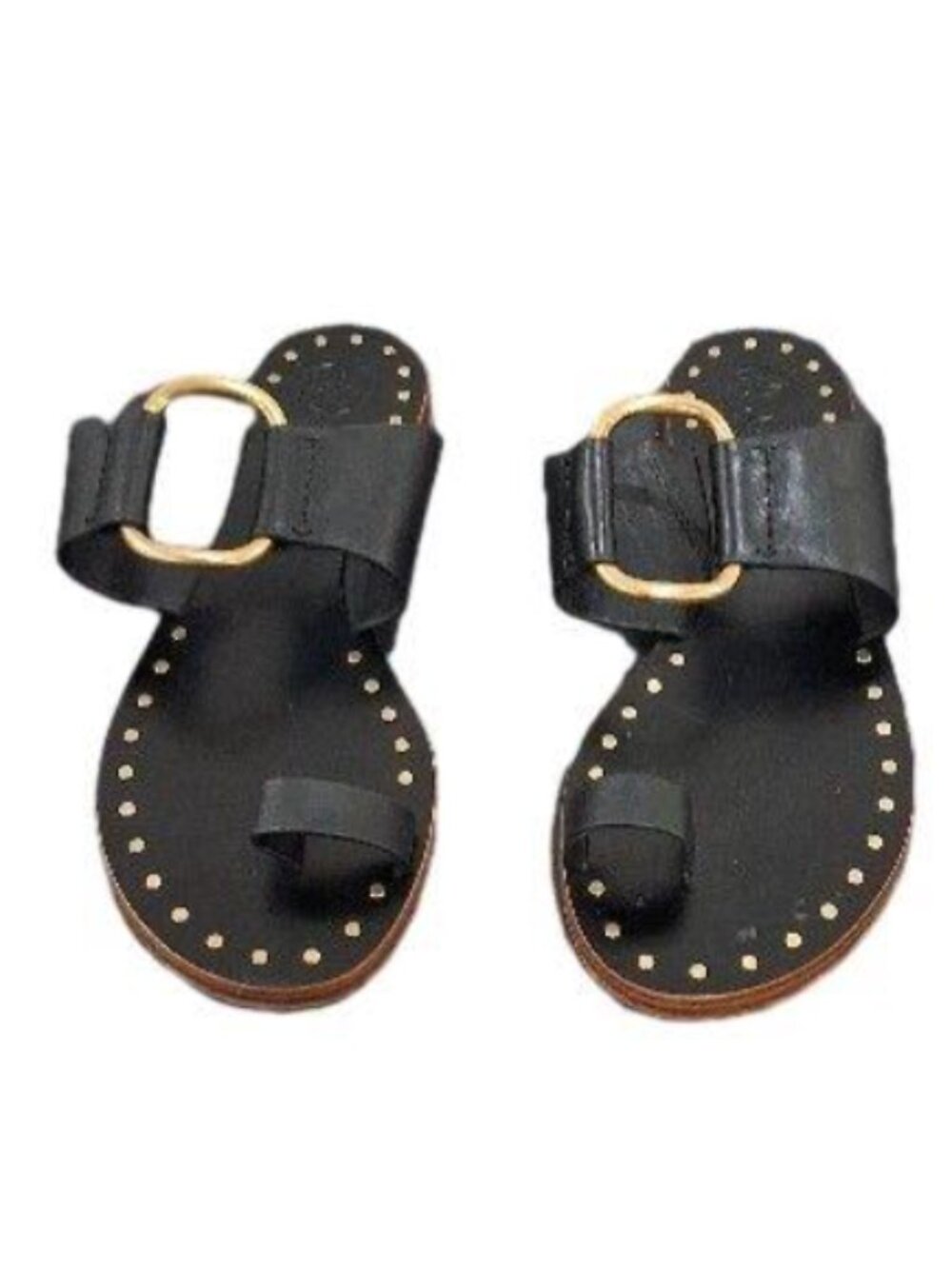 Tory Burch Black Leather Studded Sandals — Size 7.5 - Picture 2 of 8